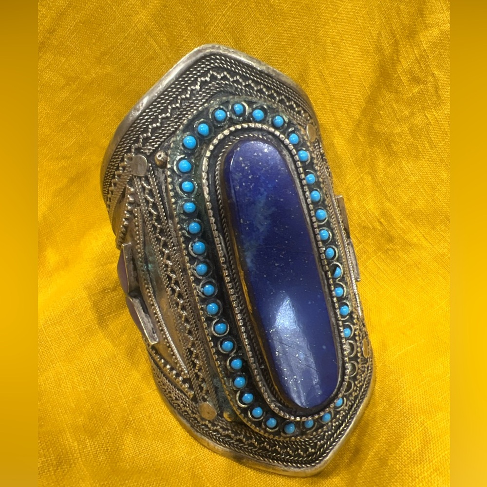 Lapiz & Metal Cuff bracelet from Afghanistan